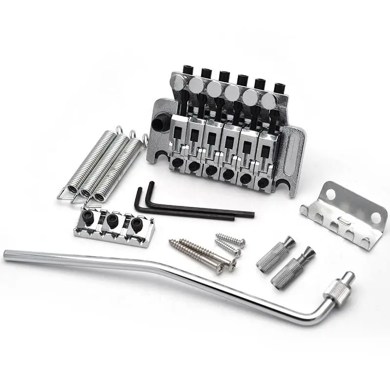 SAPHUE Electric Guitar Tremolo Bridge Double Locking System for Floyd Rose Type (Matte Chrome, 53mm) - main product image