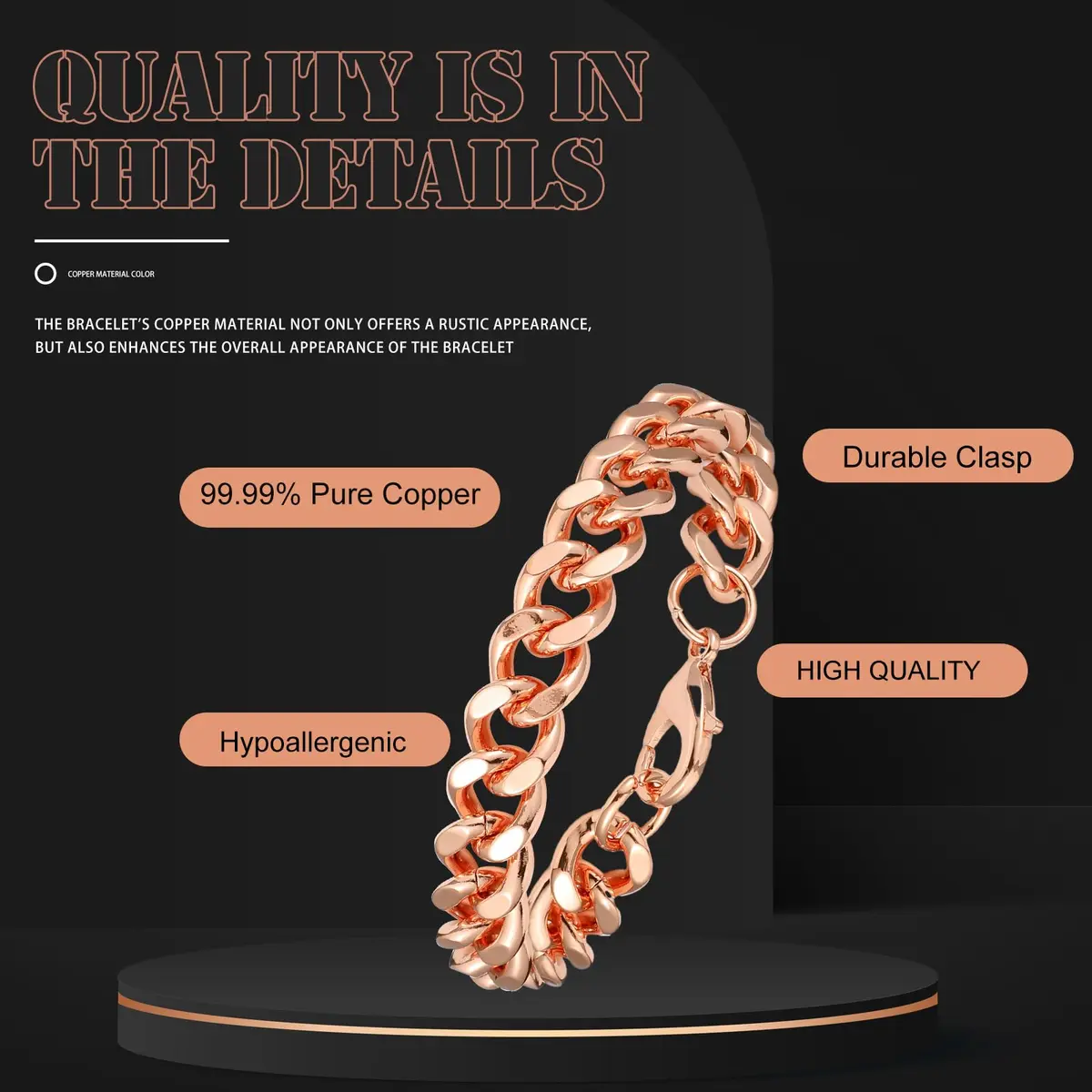 Tondiamo Braided Copper Bracelet 7.5 inch (19 cm) | Valentine's Day Gift for Men - view 2