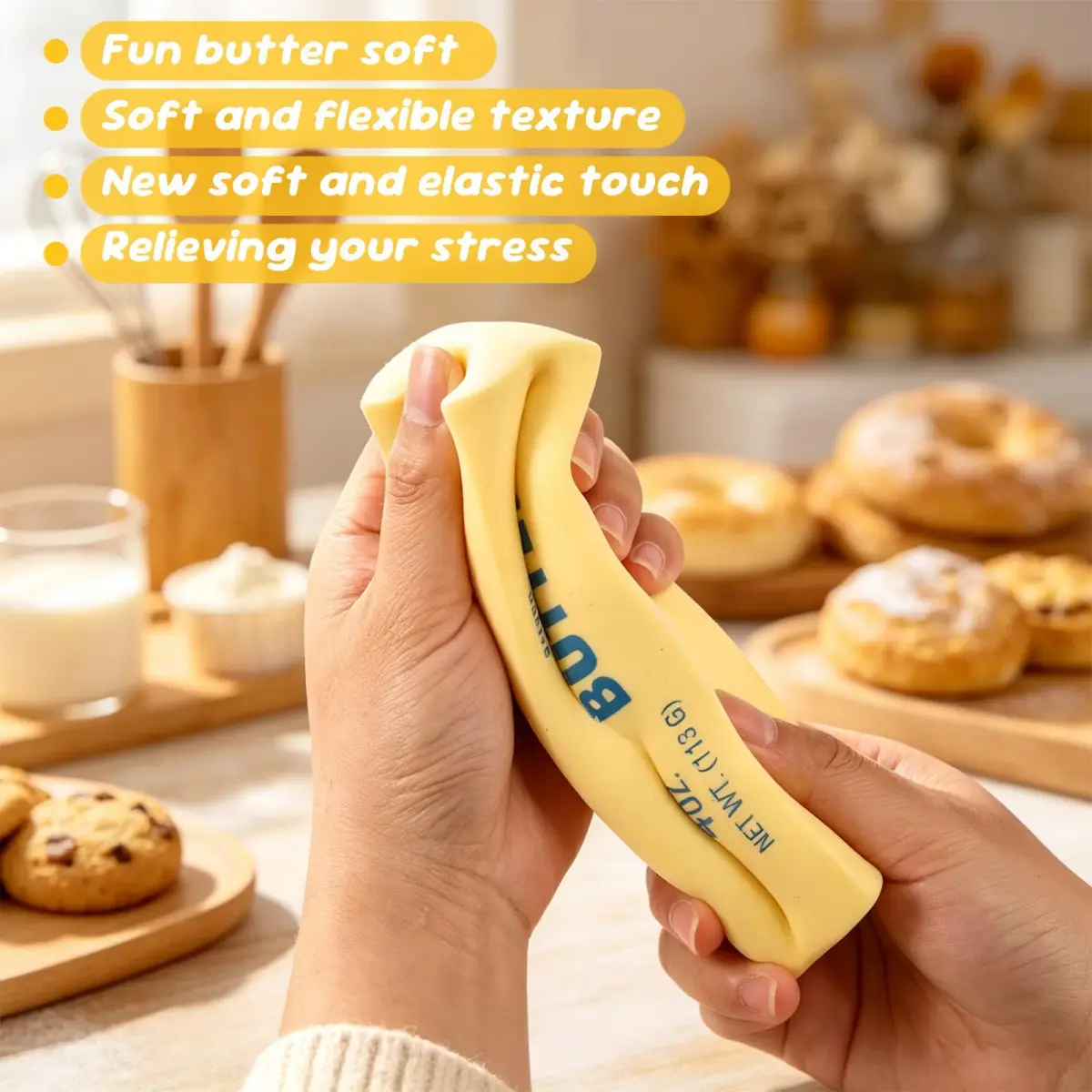Lyreh Butter Stick Squeeze Toy 14cm (5.51in) | Slow Rising PU Fidget Toy for Anxiety Relief - view 4