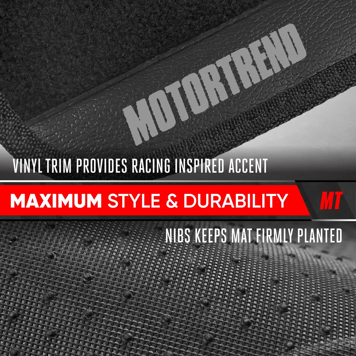 Motor Trend SpeedSeries Carpet Car Floor Mats Set - Versatile Fit for Cars, Trucks, SUVs, Vans 25.75in x 17.5in | All-Weather Durable Design - view 7