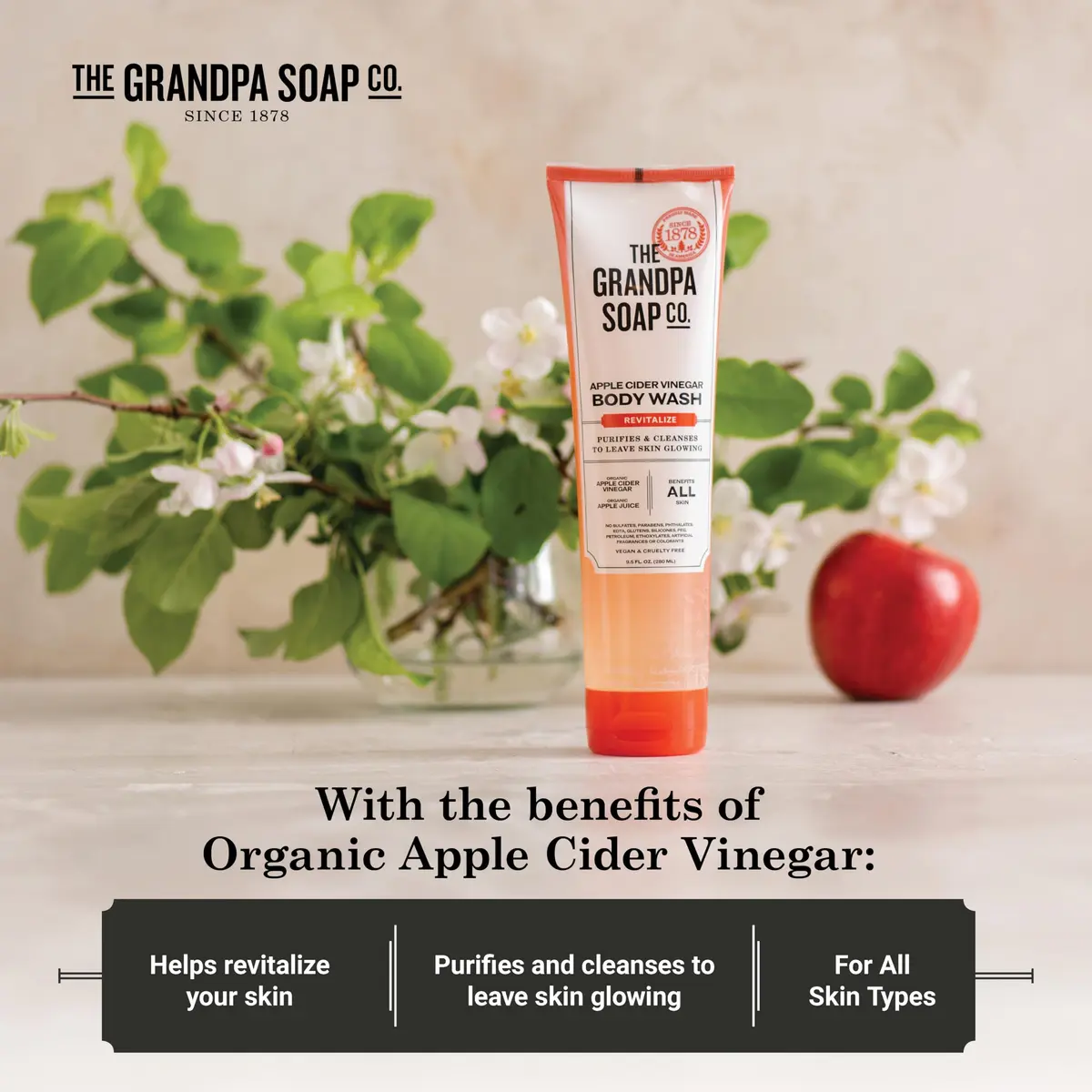 Grandpa's Apple Cider Vinegar Body Wash 9.5 Fl Oz | Vegan, Purifies & Glows Skin - view 4