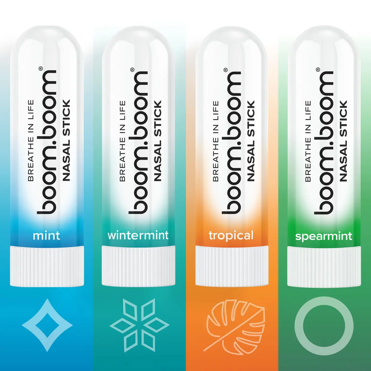 BoomBoom Nasal Stick, Variety 4 Pack | Essential Oils + Menthol Inhaler for Better Breathing - view 4