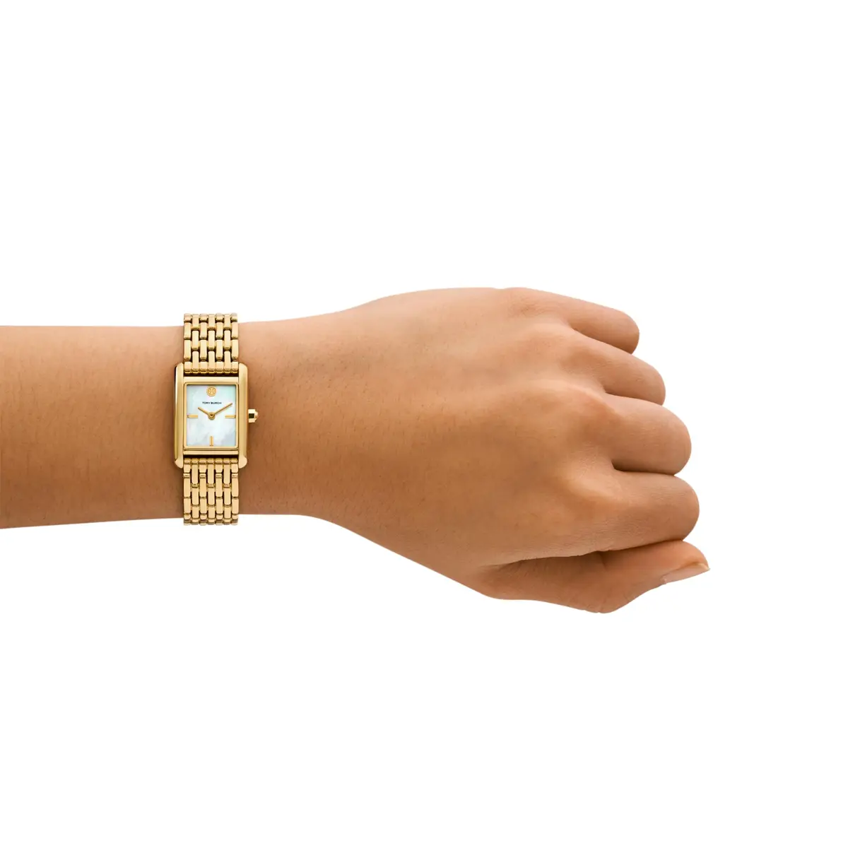 Tory Burch Women's Eleanor Small Gold-Tone Stainless Steel Bracelet Watch (Model: TBW1082) | Elegant, 19mm case, Mother-of-Pearl Dial - view 4
