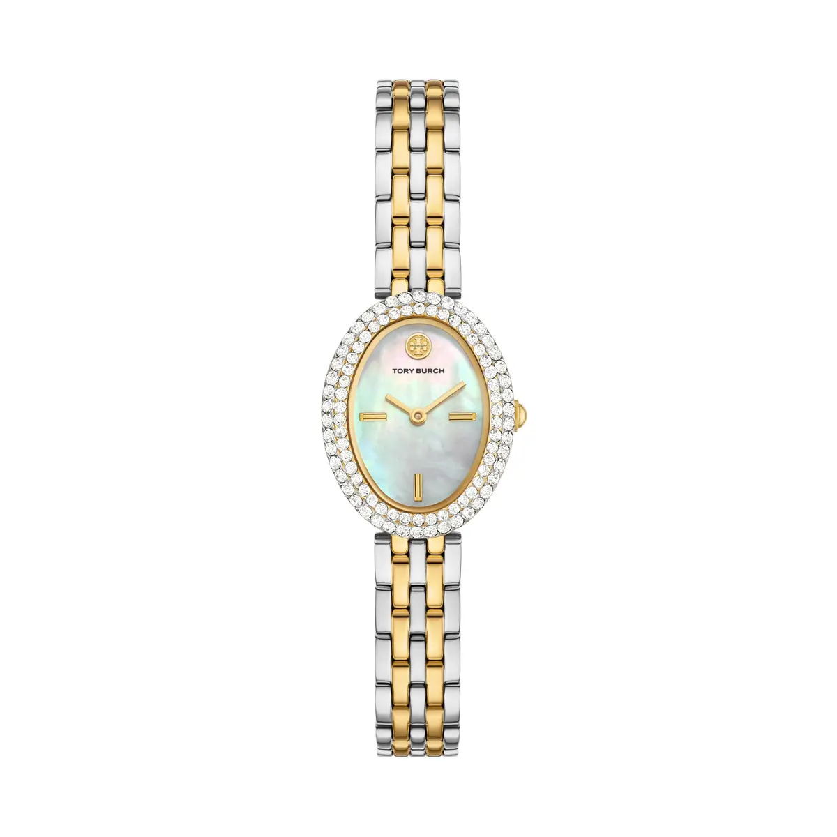 Tory Burch Women's Oval Two Tone Bracelet Watch 28mm | Mother-of-Pearl Dial & 30m Water Resistance - main product image