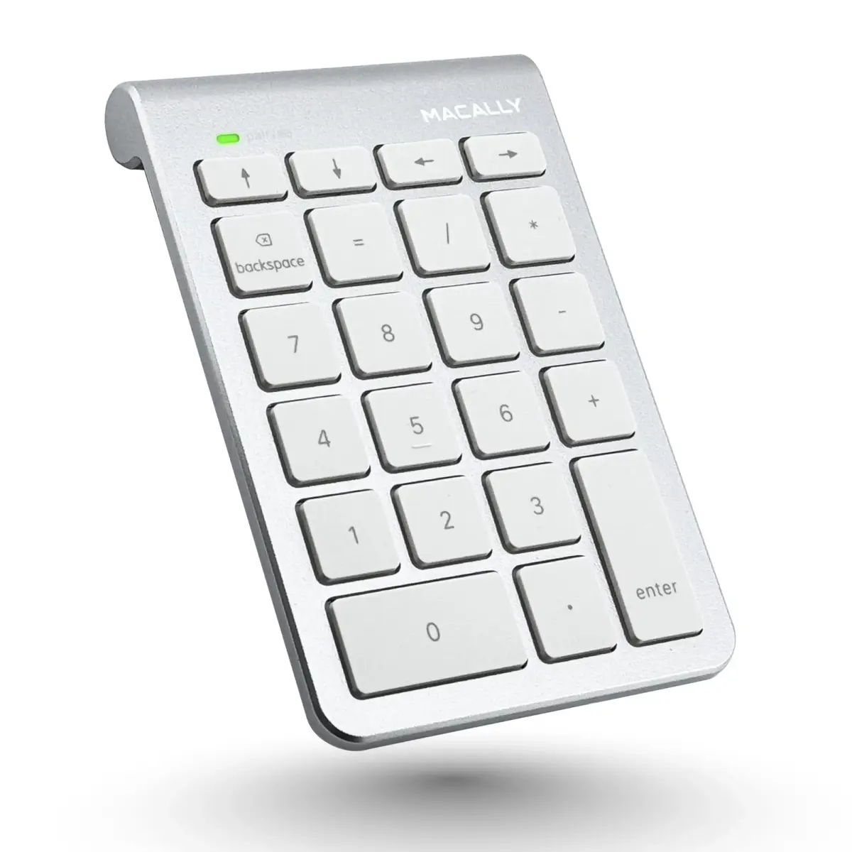 Macally Bluetooth Number Pad for Laptop - Wireless Numeric Keypad with Arrow & Function Keys, Silver (1 Unit) - main product image