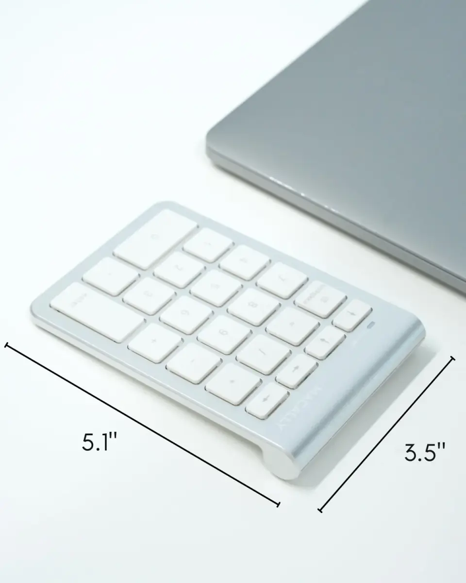 Macally Bluetooth Number Pad for Laptop - Wireless Numeric Keypad with Arrow & Function Keys, Silver (1 Unit) - view 7