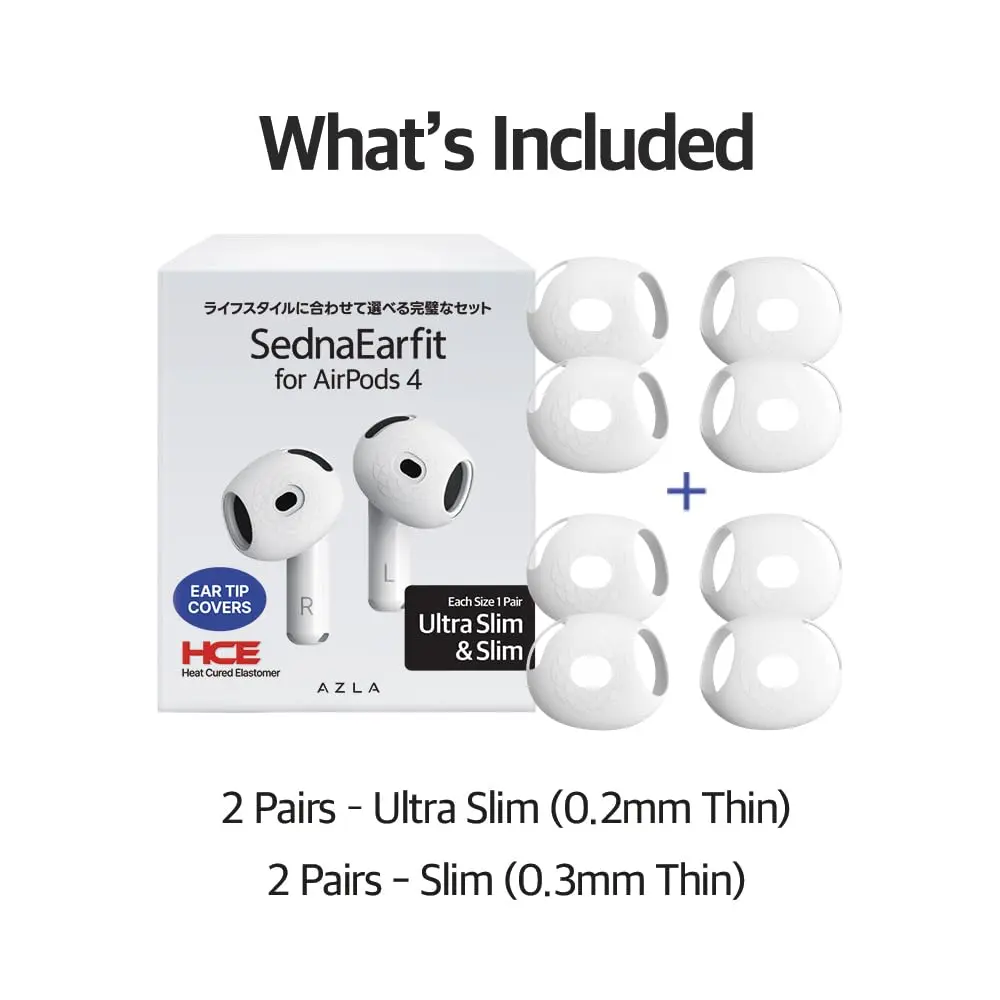AZLA SednaEarfit for AirPods 4 Silicone Covers, Secure Fit, Ultra Slim+Slim | Anti-Slip, Dual Thickness, Compatible with Charging Case - view 6