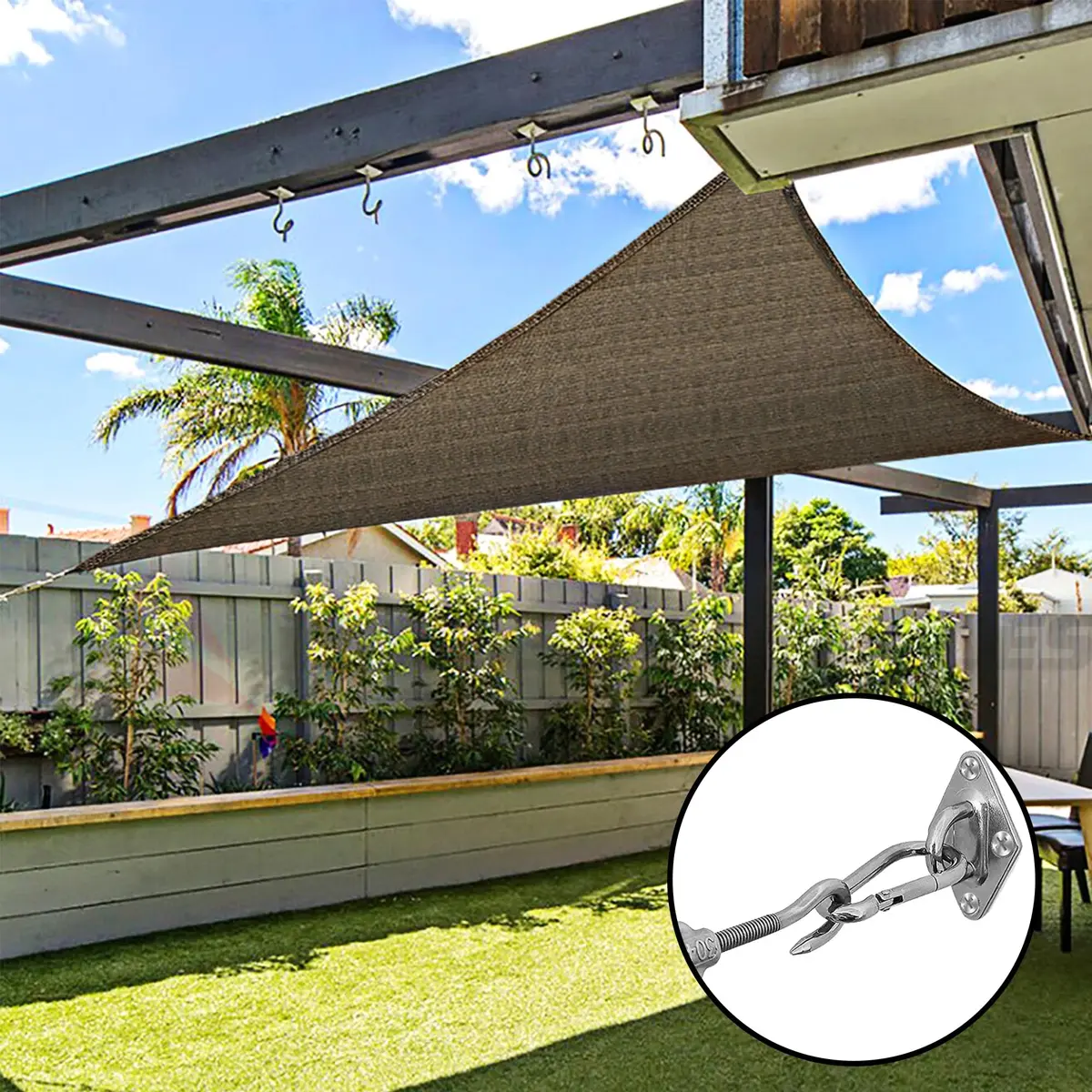 YOFIT 44 Pcs Shade Sail Hardware Kit 5 Inch | 304 Stainless Steel Turnbuckles & Brackets for Triangle/Rectangle Sails - view 8