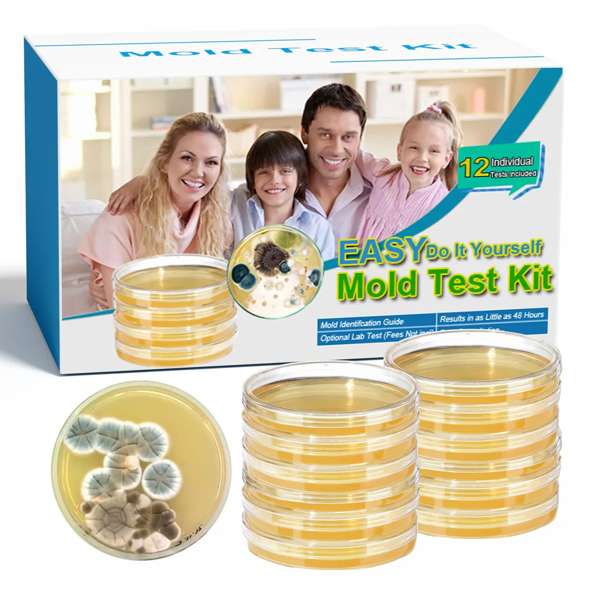 Generic Mold Test Kit for Home | Detect Indoor Mold & Air Quality, 12 Pack, Easy DIY Testing - main product image