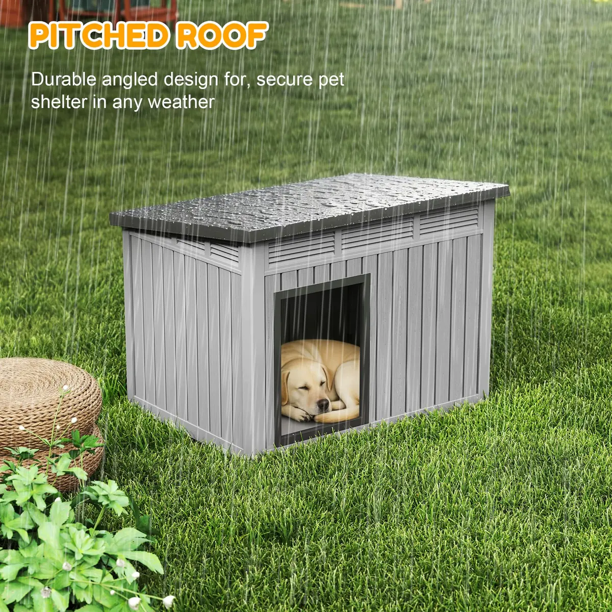 Fancyango Large Dog House with Weatherproof Roof for Indoor & Outdoor Use - Big Dog House for Large Medium Dogs (42.8" L x 33" W x 31.5" H) Grey - view 6