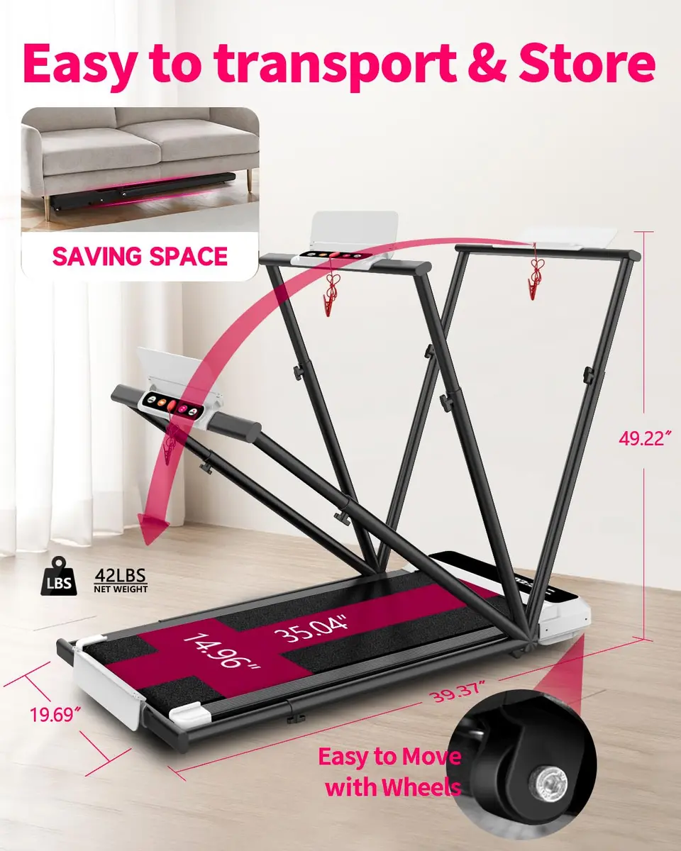 AGTFU Walking Pad with Handle Bar | 5% Manual Incline, Foldable, 300 LBS Capacity, Quiet Under Desk Treadmill - view 2