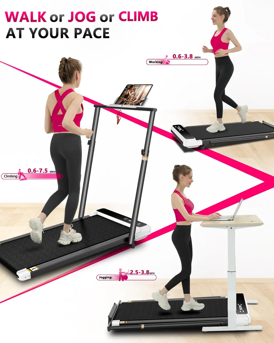 AGTFU Walking Pad with Handle Bar | 5% Manual Incline, Foldable, 300 LBS Capacity, Quiet Under Desk Treadmill - view 3