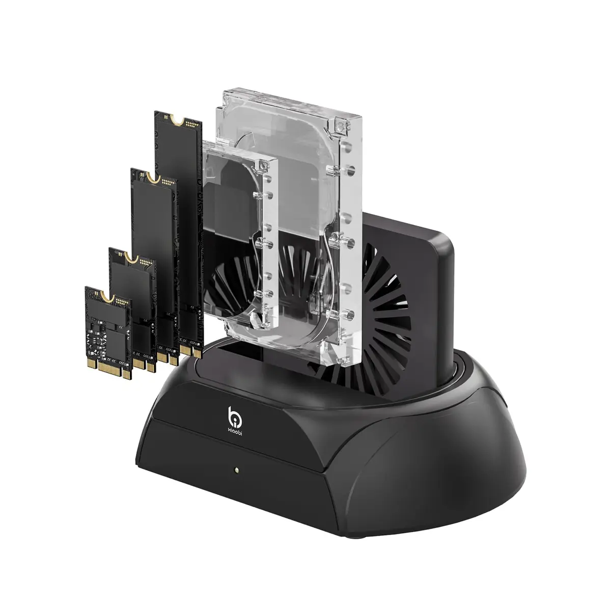 xiaobi Hard Drive Docking Station with Cooling Fan | NVMe & SATA Support, USB-C, 2.5/3.5" HDD & SSD, Independent Fan & Power Switches - main product image