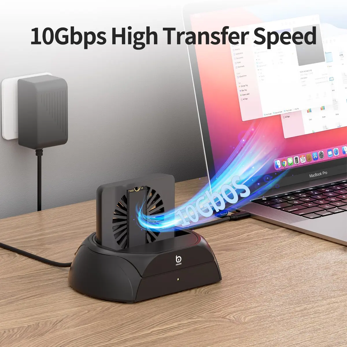 xiaobi Hard Drive Docking Station with Cooling Fan | NVMe & SATA Support, USB-C, 2.5/3.5" HDD & SSD, Independent Fan & Power Switches - view 4