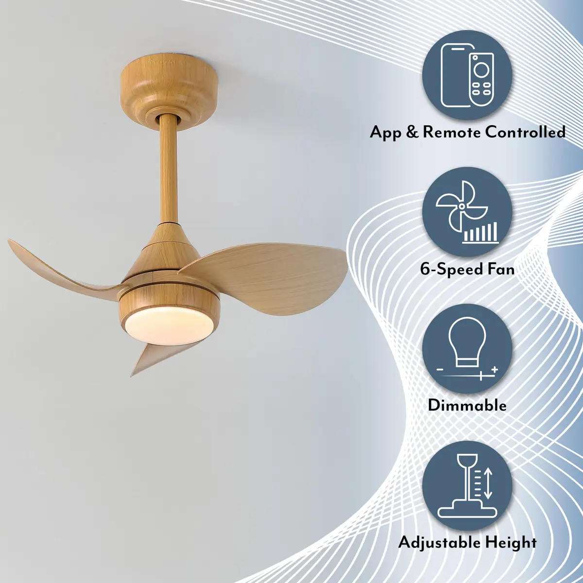 OVAL AIR AIR8000D Albini Ceiling Fan 22" | Minimalist 6-Speed Smart LED Fan for Living Room & Bedroom - view 4
