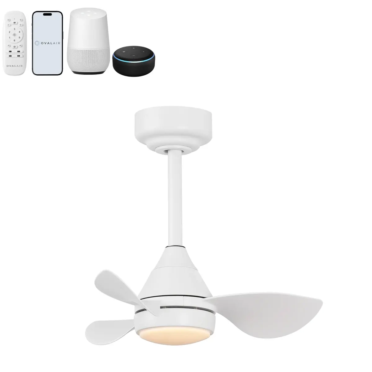 OVAL AIR AIR8000B Albini 22" Contemporary Minimalist Ceiling Fan | 6-Speed Dimmable LED, Remote & App Control - main product image