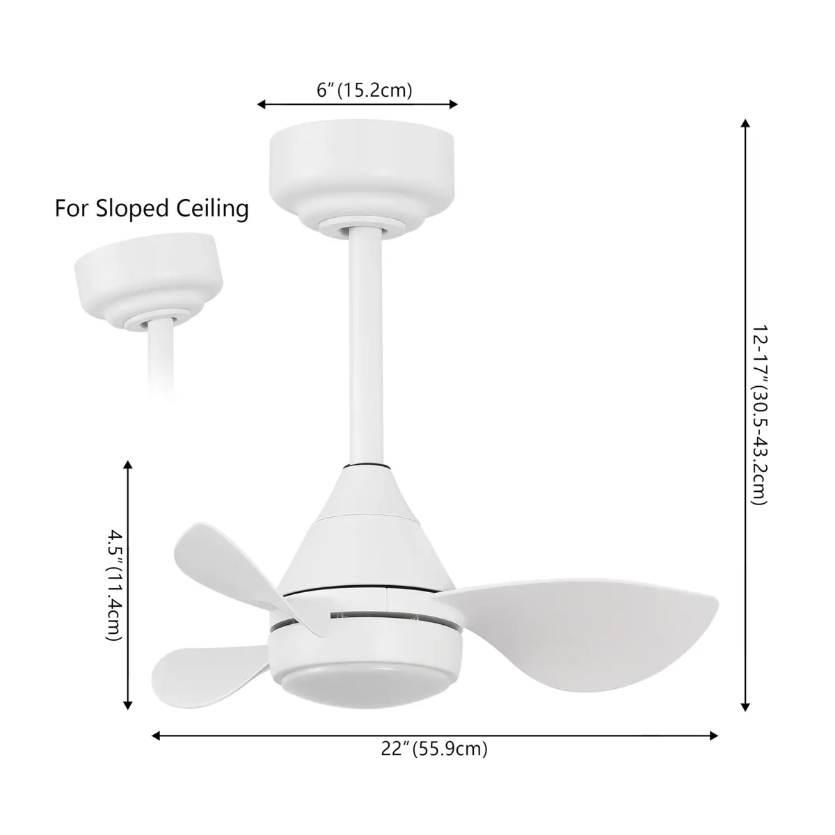 OVAL AIR AIR8000B Albini 22" Contemporary Minimalist Ceiling Fan | 6-Speed Dimmable LED, Remote & App Control - view 2