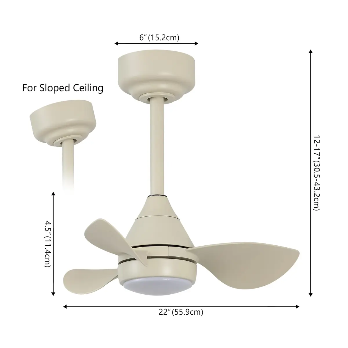 OVAL AIR AIR8000E Albini 22" Contemporary Minimalist 6-Speed Metal Ceiling Fan | Smart Dimmable LED for Living Room & Bedroom - view 2