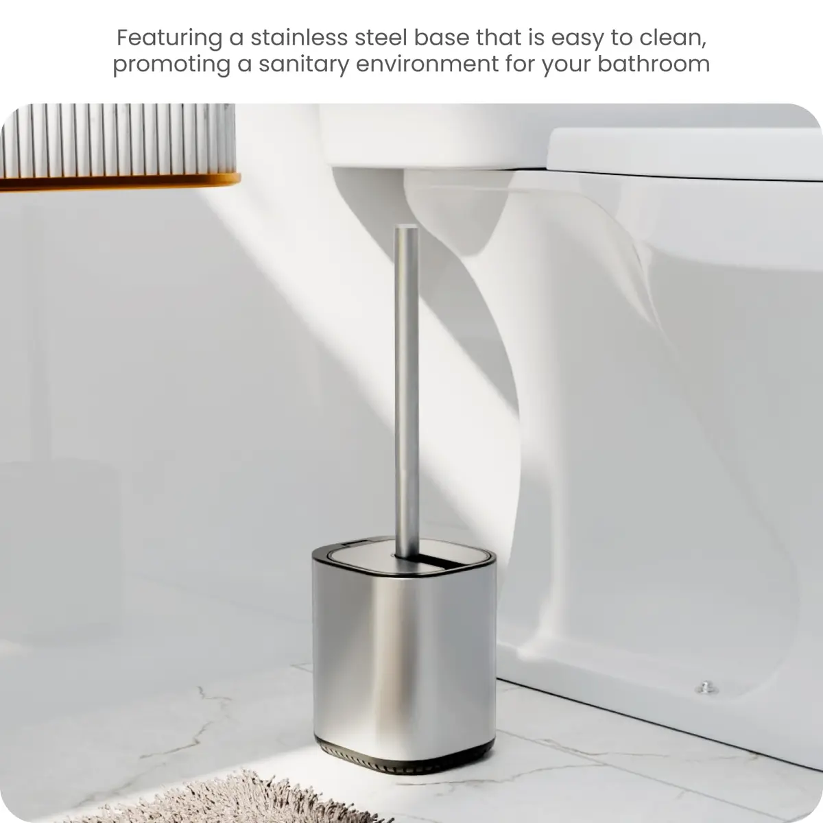 Home Zone Living Toilet Brush Cleaner with Holder | Automatic Lid & Stainless Steel Handle - view 4
