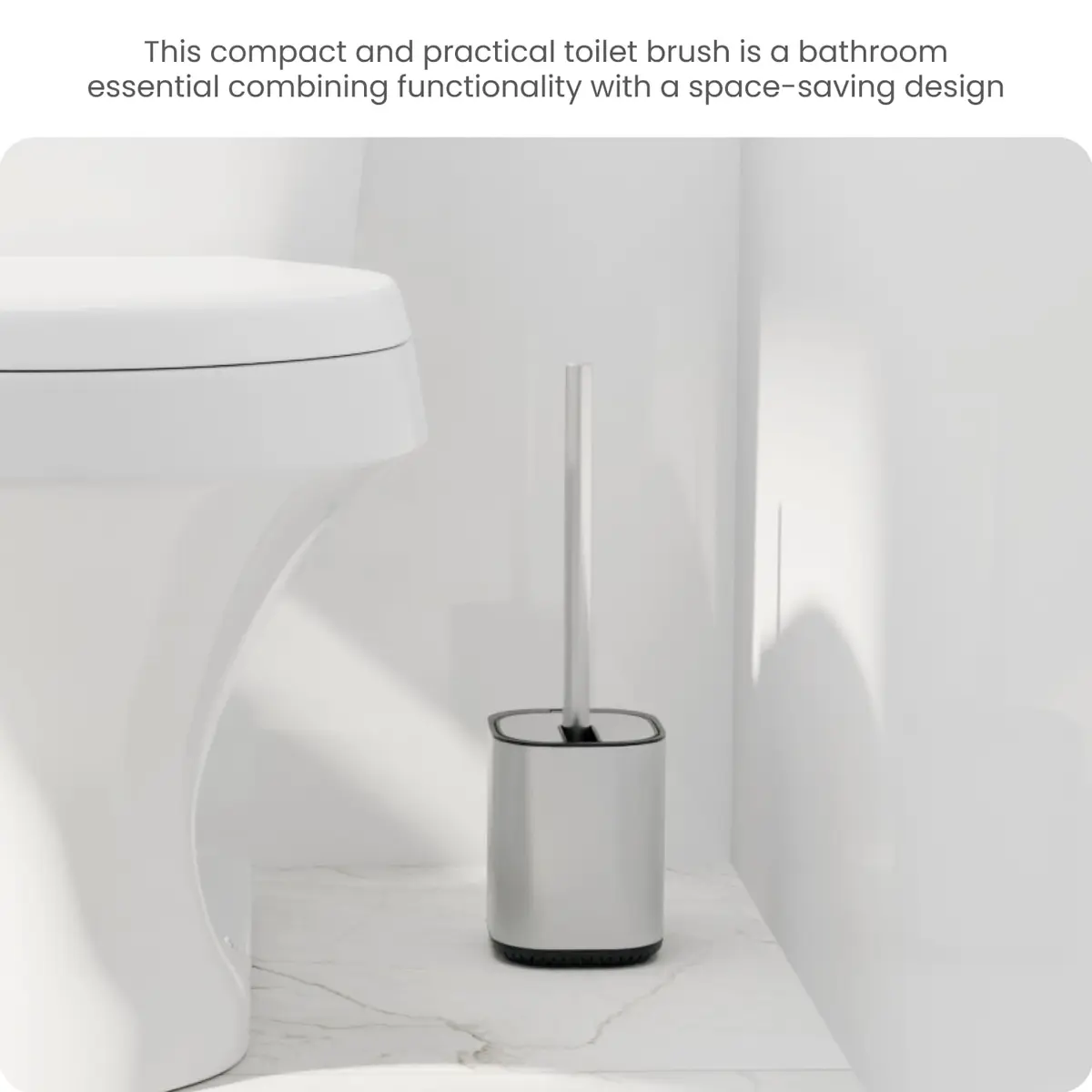 Home Zone Living Toilet Brush Cleaner with Holder | Automatic Lid & Stainless Steel Handle - view 6
