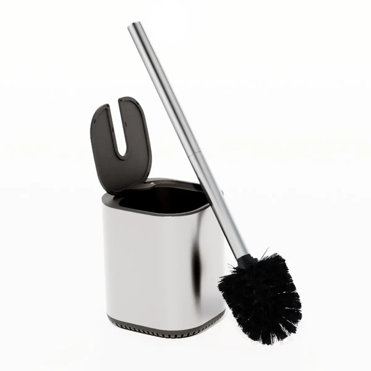 Home Zone Living Toilet Brush Cleaner with Holder | Automatic Lid & Stainless Steel Handle - main product image