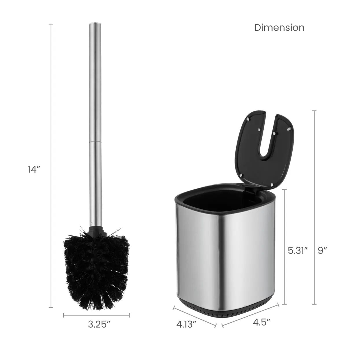 Home Zone Living Toilet Brush Cleaner with Holder | Automatic Lid & Stainless Steel Handle - view 7
