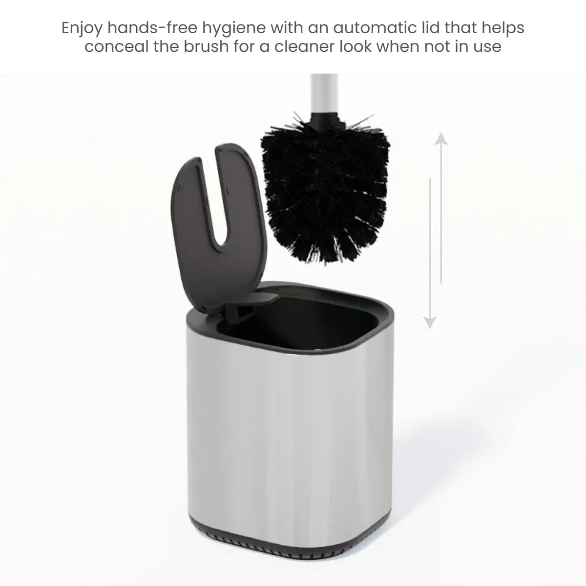 Home Zone Living Toilet Brush Cleaner with Holder | Automatic Lid & Stainless Steel Handle - view 2