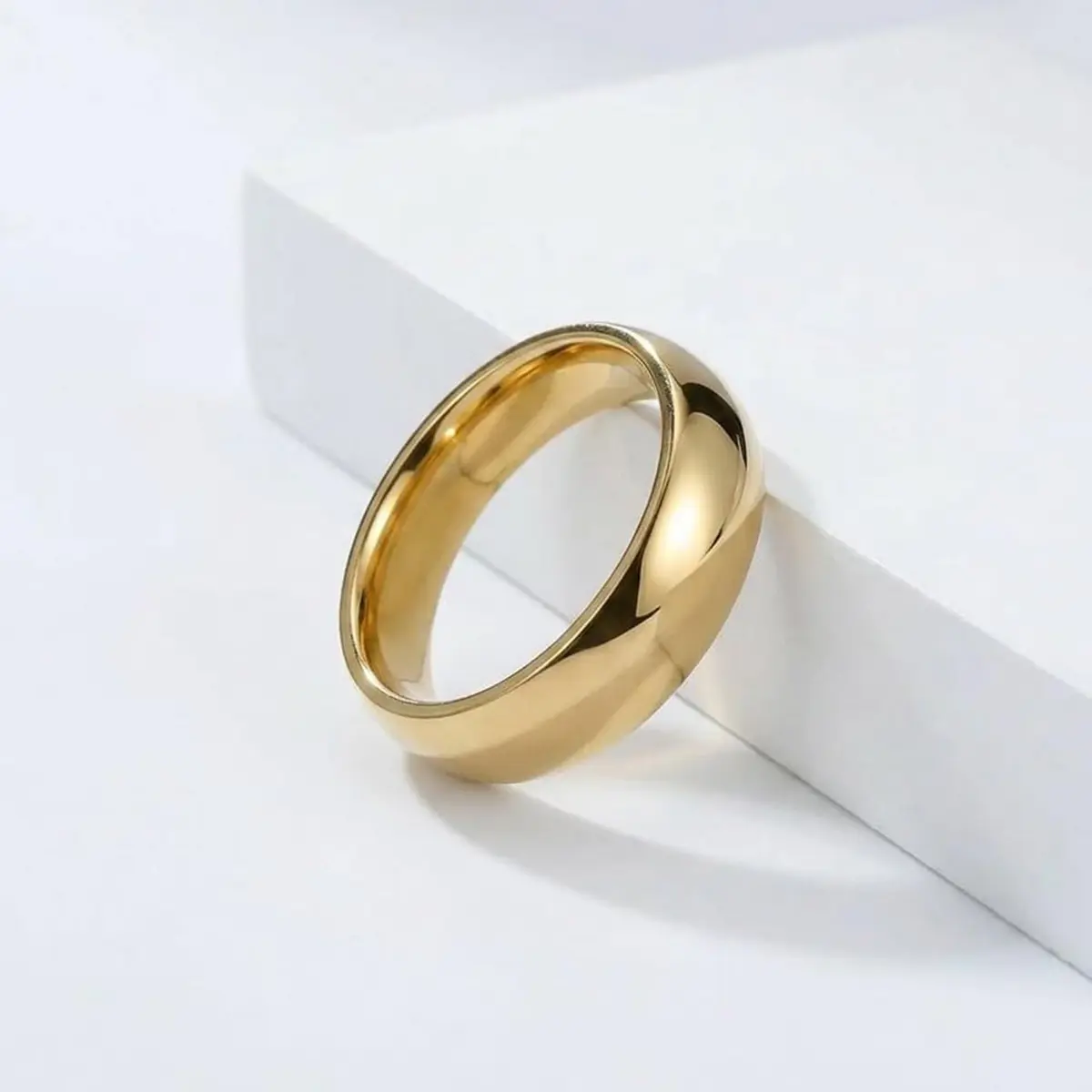 YOESDIE Gold Dome Cigar 6mm Titanium Ring Wedding Band for Men Women | Hypoallergenic, Scratch-Resistant, Waterproof - view 5