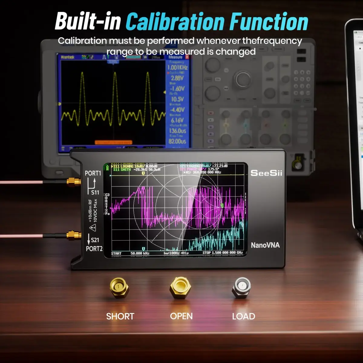 Seesii NanoVNA-H4 Vector Network Analyzer V4.4 9kHz-1.5GHz | 1.5GHz Frequency Range, 4" Touchscreen, EVA Case - view 7