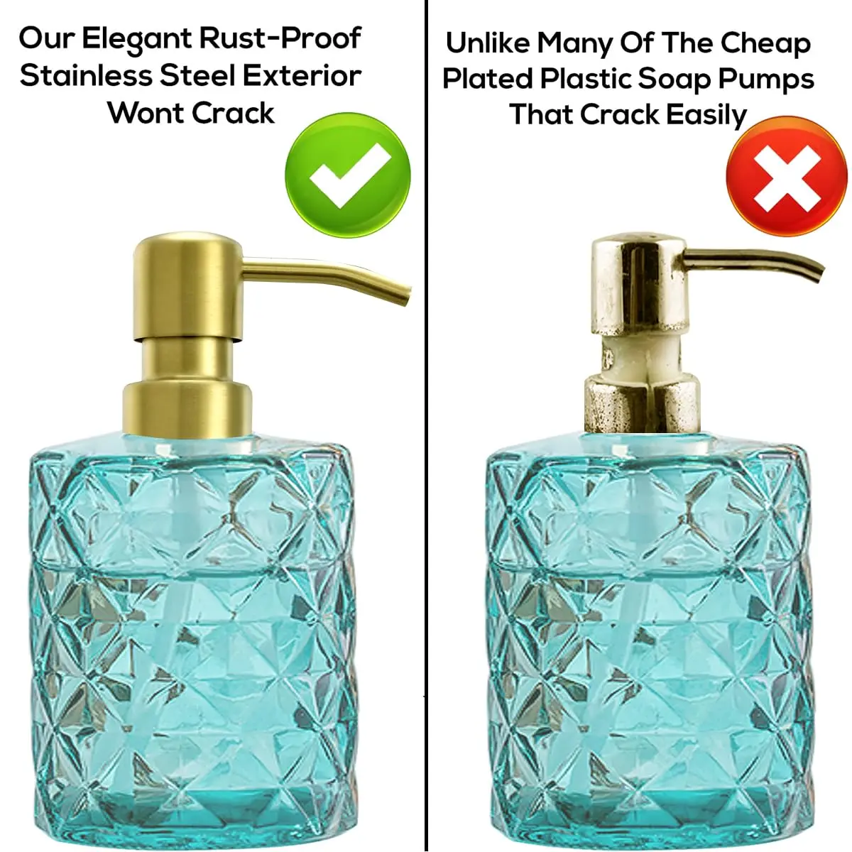 AUNRGO Gold Soap Dispenser Pump Replacement - Brushed Finish 304 Stainless Steel 28/400 | Durable & Corrosion-Resistant - view 3