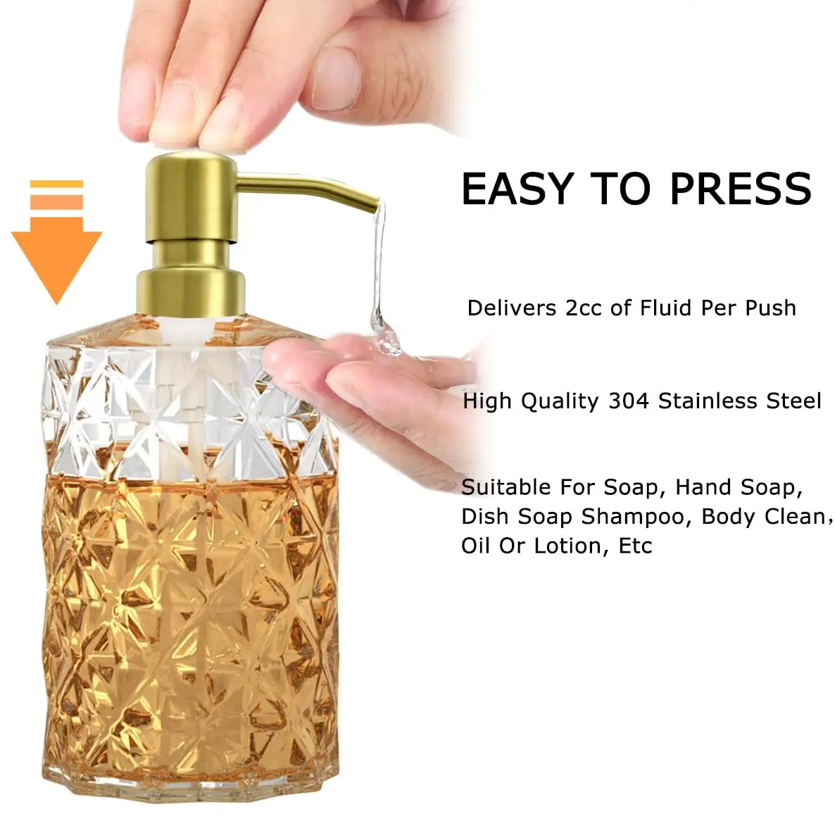 AUNRGO Gold Soap Dispenser Pump Replacement - Brushed Finish 304 Stainless Steel 28/400 | Durable & Corrosion-Resistant - view 4
