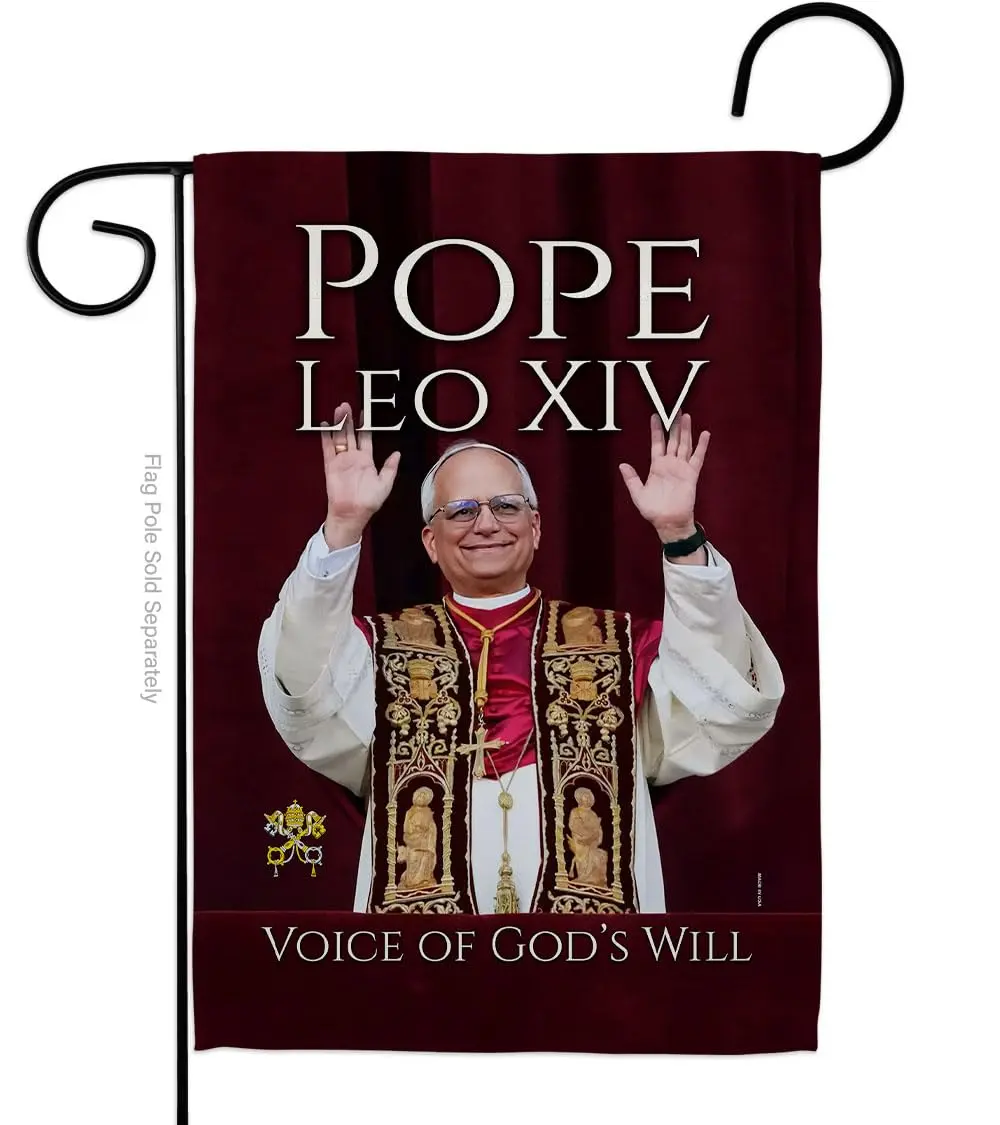 Pope Leo XIV Flag New Era Vatican Memorabilia Garden Flag 13" x 18.5" | Religious Wall Art - main product image
