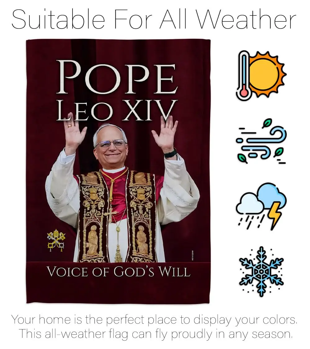 Pope Leo XIV Flag New Era Vatican Memorabilia Garden Flag 13" x 18.5" | Religious Wall Art - view 6