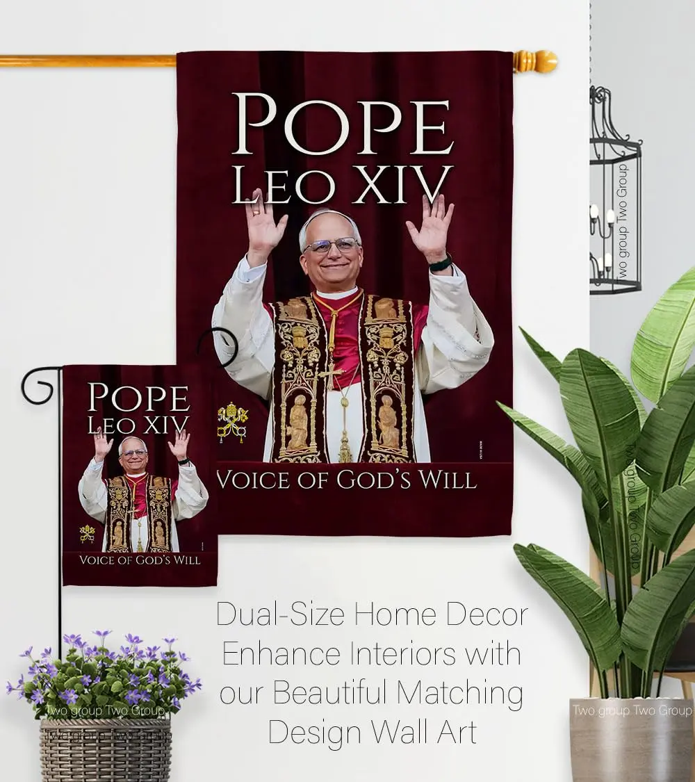 Pope Leo XIV Flag New Era Vatican Memorabilia Garden Flag 13" x 18.5" | Religious Wall Art - view 8