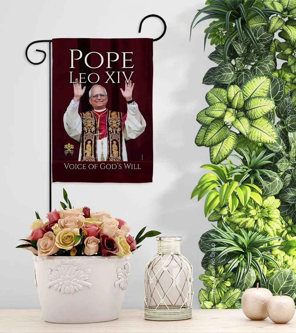Pope Leo XIV Flag New Era Vatican Memorabilia Garden Flag 13" x 18.5" | Religious Wall Art - view 9