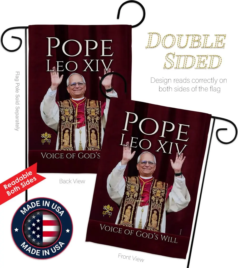 Pope Leo XIV Flag New Era Vatican Memorabilia Garden Flag 13" x 18.5" | Religious Wall Art - view 3