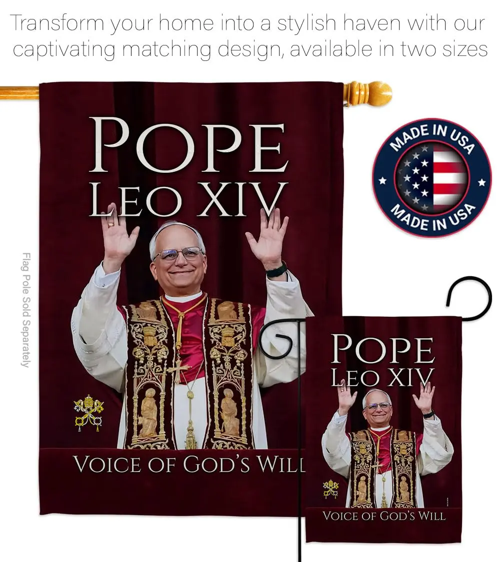 Pope Leo XIV Flag New Era Vatican Memorabilia Garden Flag 13" x 18.5" | Religious Wall Art - view 4