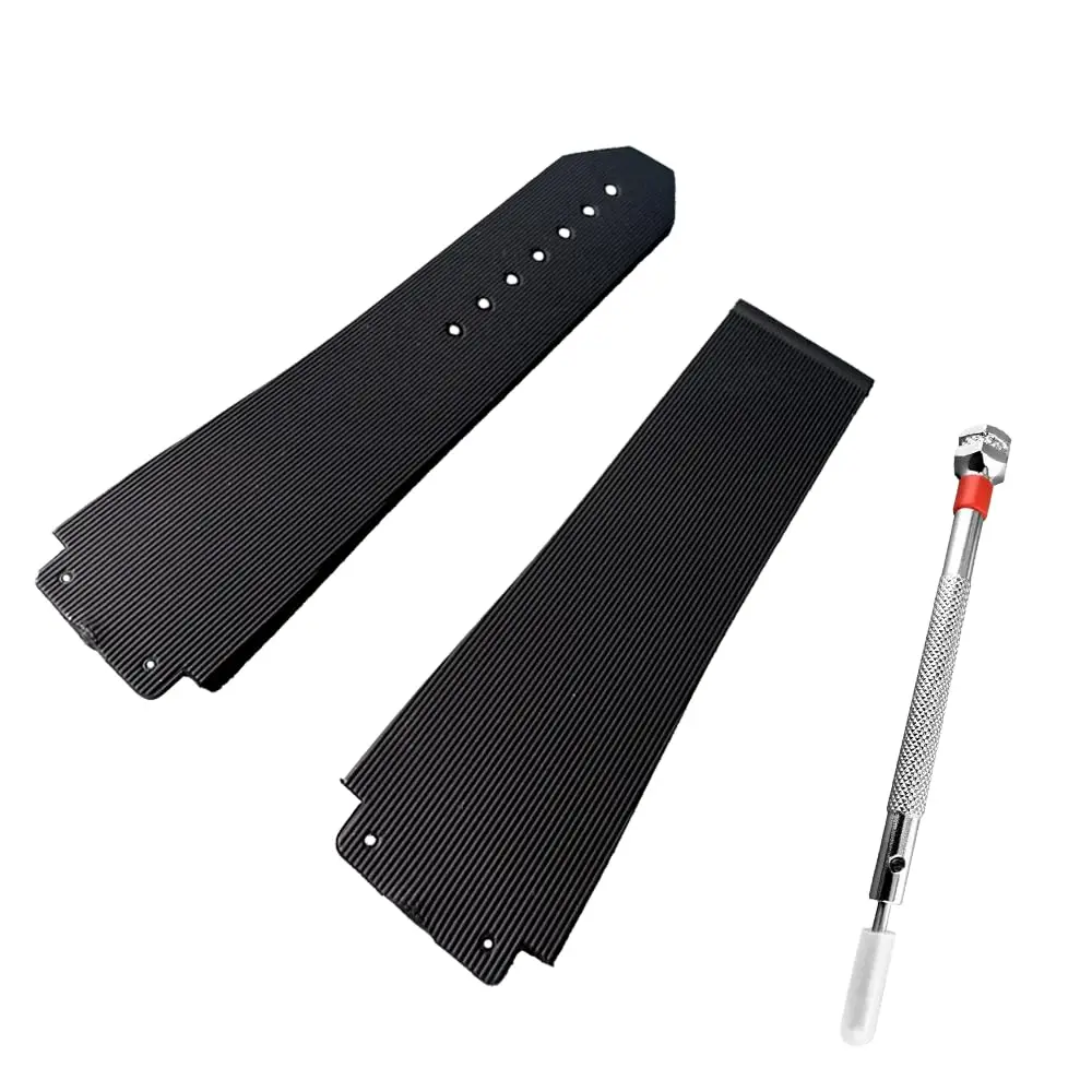HiCycle2 Black Rubber Watch Band Strap for Hublot Big Bang Fusion 44-45mm Lugs 24/25mm, 22mm Buckle | Includes H-Style Screwdriver - main product image