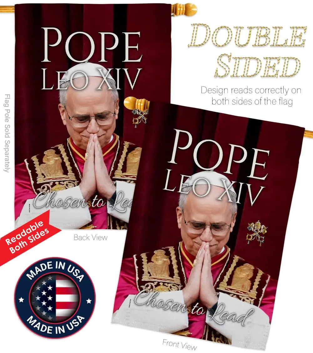 Pope Leo XIV Flag Legacy Banner 28" x 40" | Religious Wall Art with Weather-Resistant Material - view 3