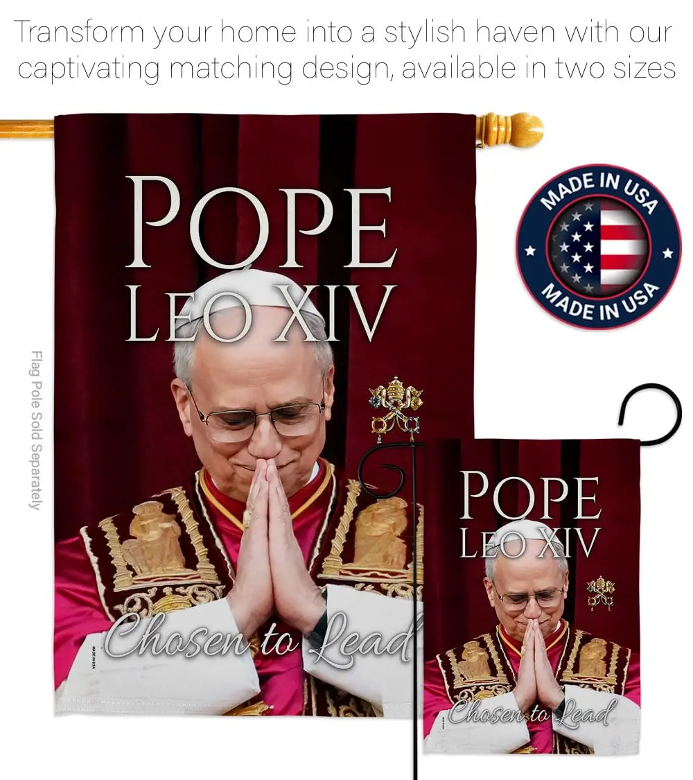 Pope Leo XIV Flag Legacy Banner 28" x 40" | Religious Wall Art with Weather-Resistant Material - view 4