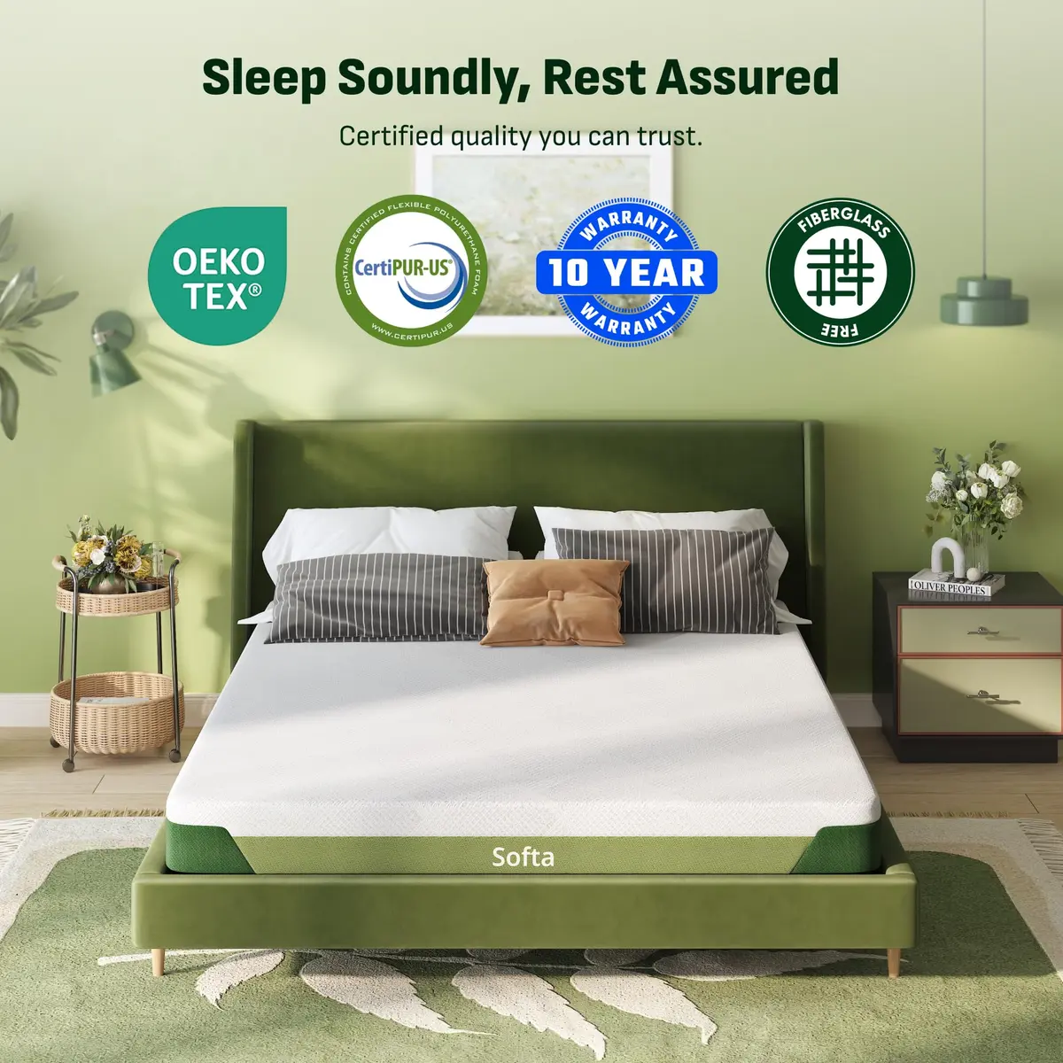 Softa 6" Twin Cooling Gel Memory Foam Mattress | Viscose from Bamboo, CertiPUR-US, OEKO-TEX, 10-Year Warranty - view 4
