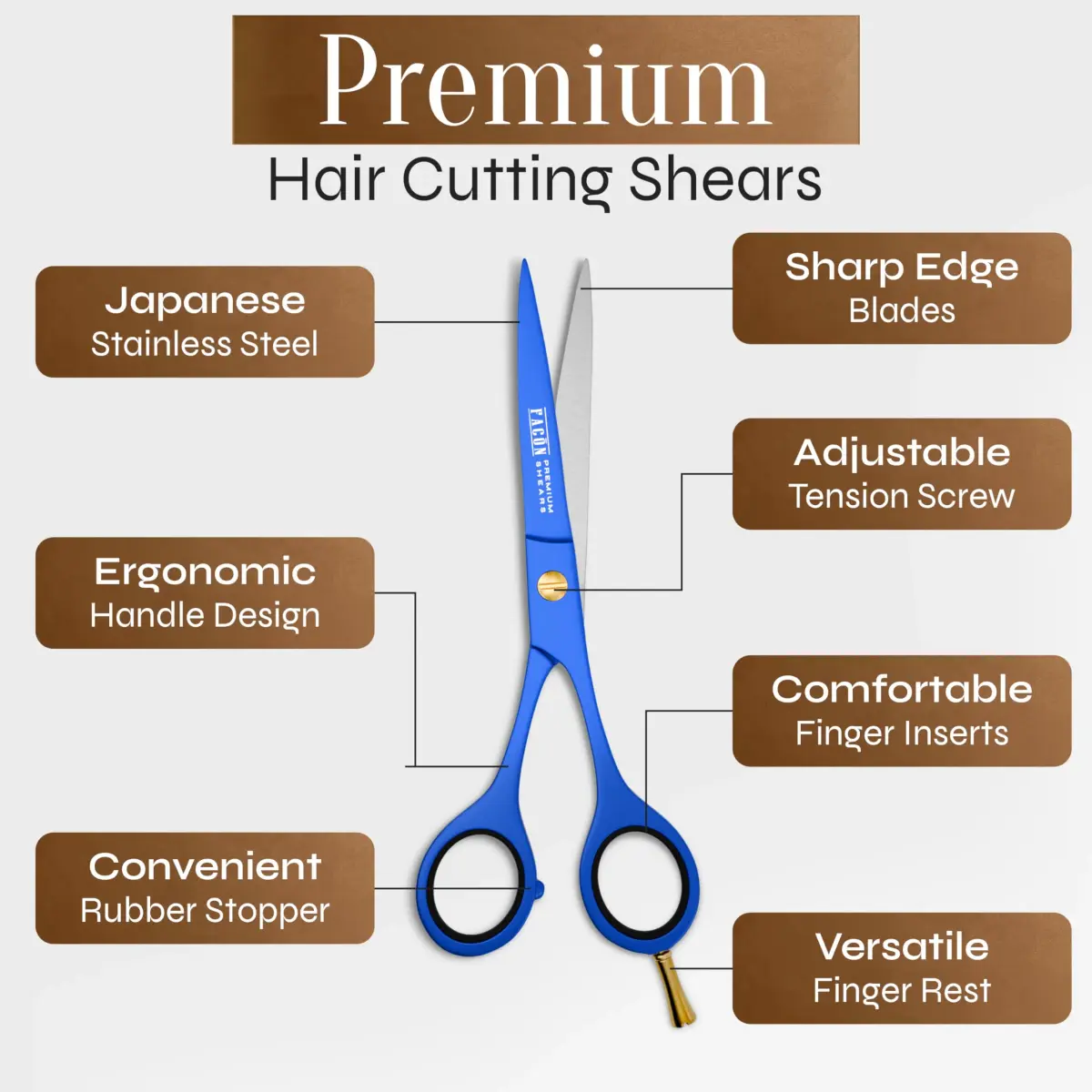FACON Professional Hair Cutting Scissors 6.5 Inch Japanese Stainless Steel Barber Shears | Razor Edge Precision Cutting - view 6