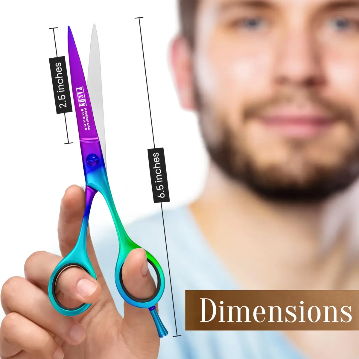 FACON Professional Hair Cutting Scissors 6.5 Inch Japanese Stainless Steel | Razor Edge Barber Shears for Men, Women & Kids - view 7