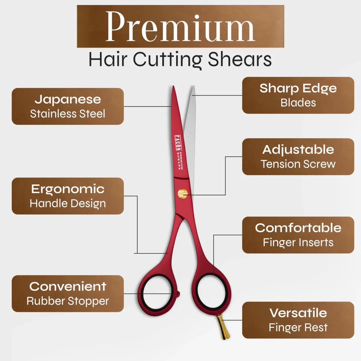 FACON Professional Hair Cutting Scissors 6.5 Inch Razor Edge Barber Shears | Japanese Stainless Steel - view 6