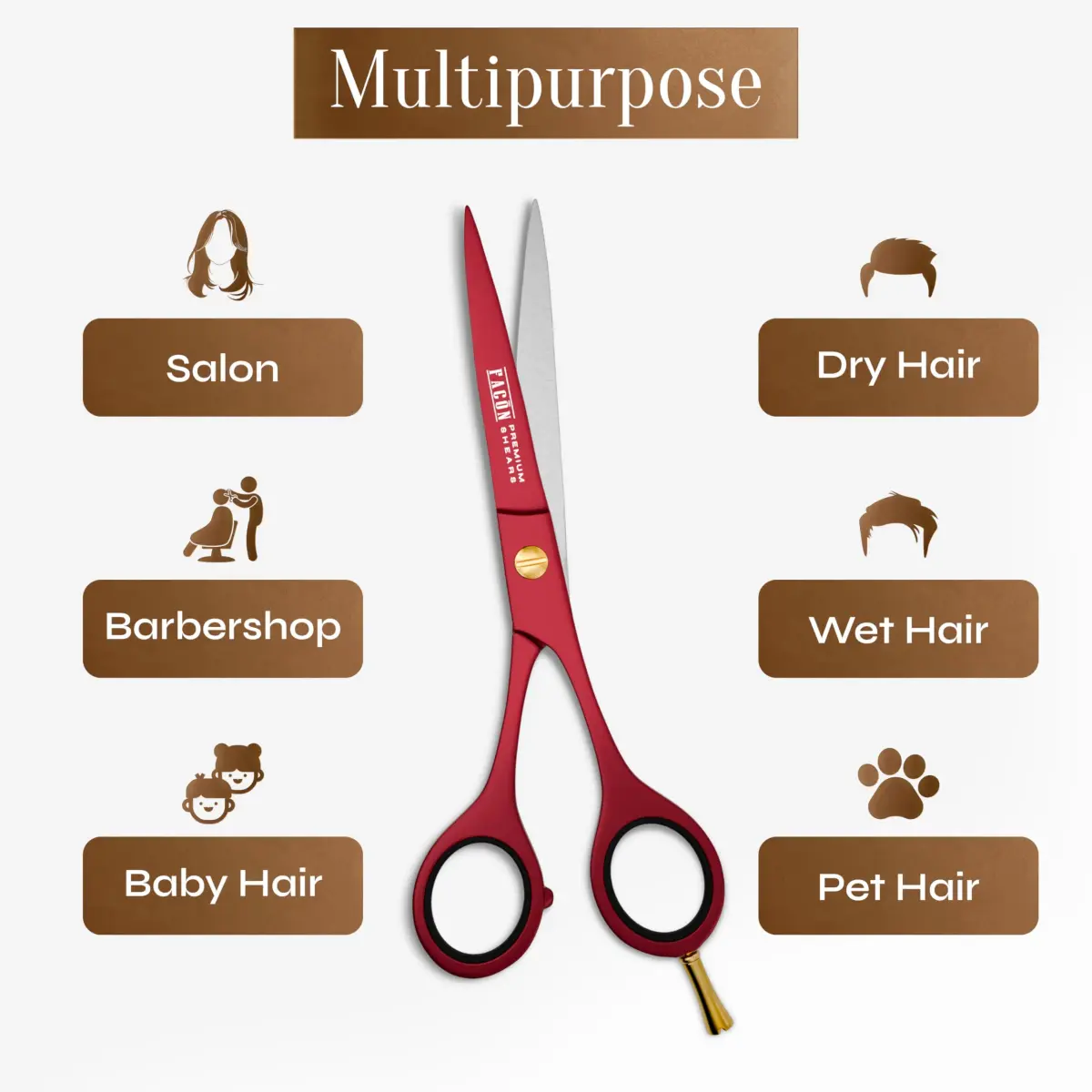 FACON Professional Hair Cutting Scissors 6.5 Inch Razor Edge Barber Shears | Japanese Stainless Steel - view 8