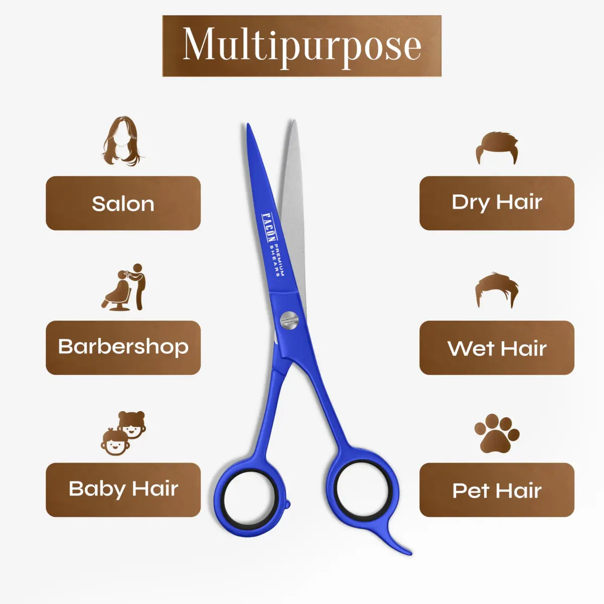 FACON Professional Hair Cutting Scissors 6.5 Inch Japanese Stainless Steel Barber Shears | Razor Edge Precision for Men, Women & Kids - view 8