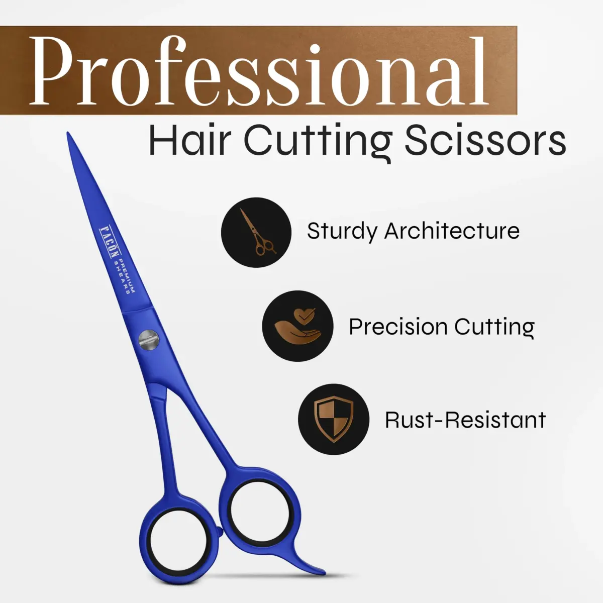 FACON Professional Hair Cutting Scissors 6.5 Inch Japanese Stainless Steel Barber Shears | Razor Edge Precision for Men, Women & Kids - view 2