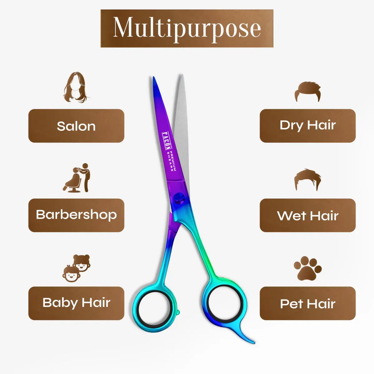FACON Professional Hair Cutting Scissors 6.5 Inch Japanese Stainless Steel Barber Shears | Razor Edge Precision for Men, Women & Kids - view 8