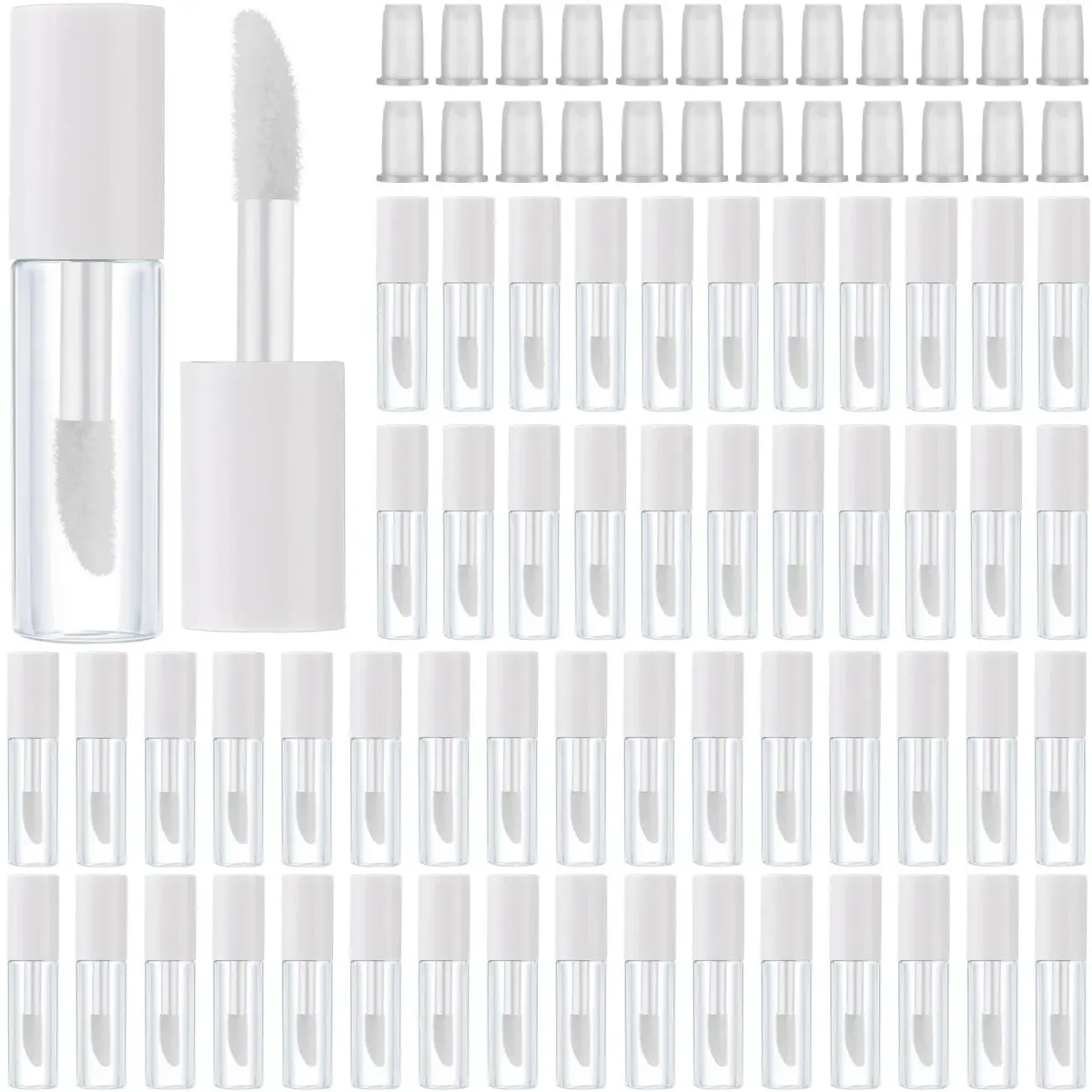Patelai Clear Mini Lip Gloss Tubes 1.2ml (100-Pack) | DIY Cosmetic Containers for Travel - main product image