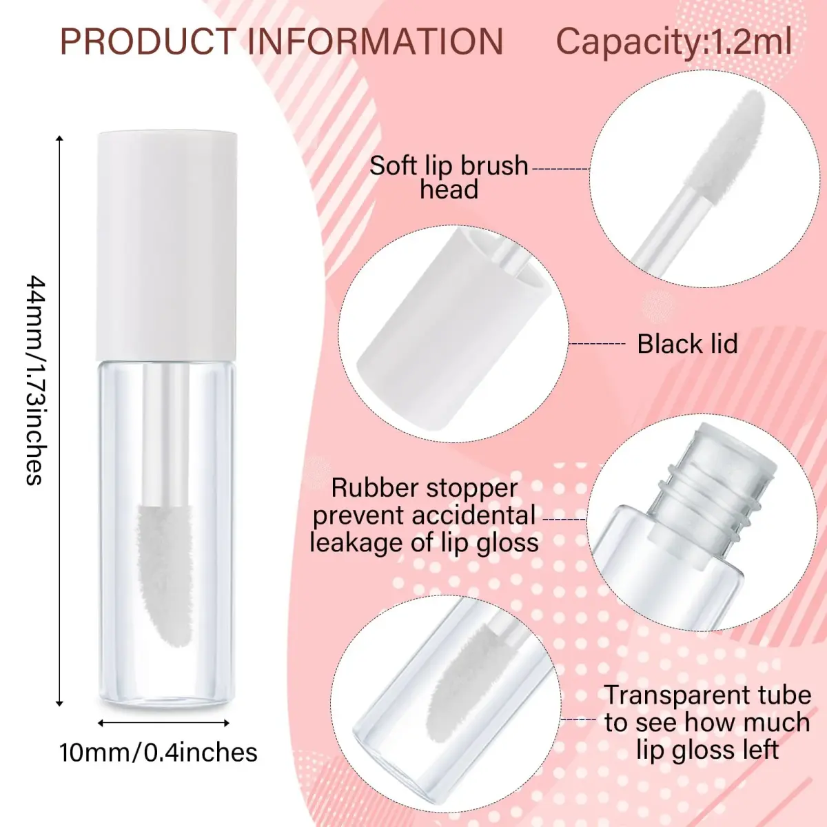 Patelai Clear Mini Lip Gloss Tubes 1.2ml (100-Pack) | DIY Cosmetic Containers for Travel - view 2